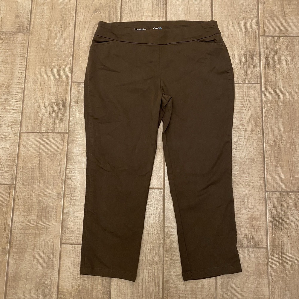 Croft & Barrow Pants Women Brown 18 Short Straight The Effortless Stretch Pant
